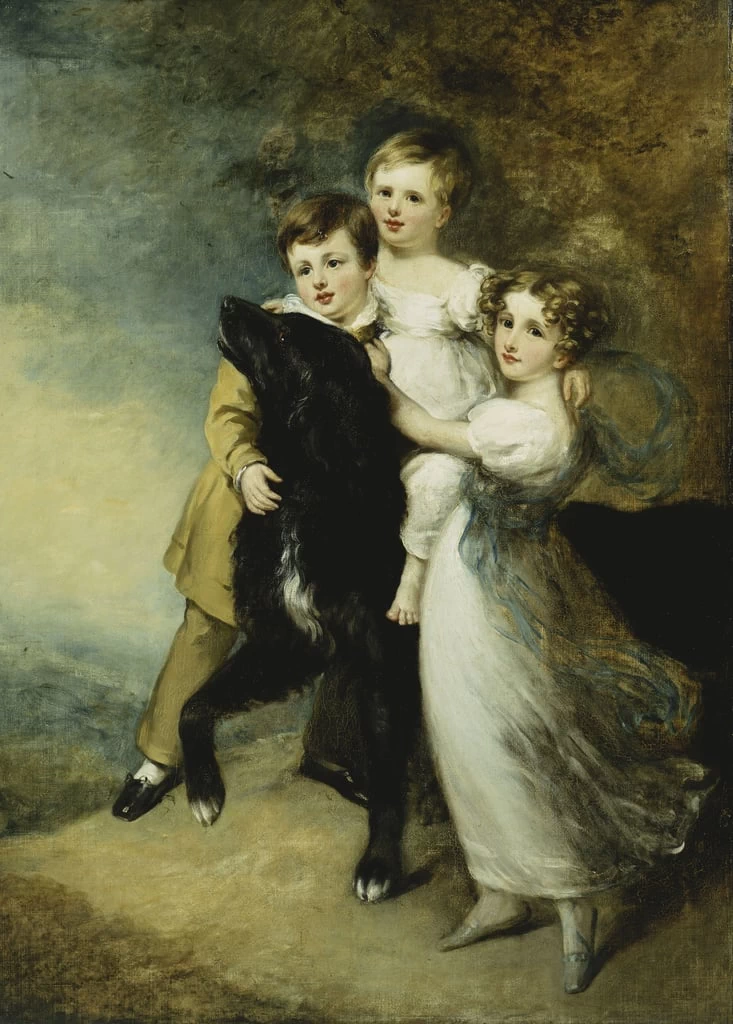 William Beechey - Tre bambini con un cane in un paesaggio